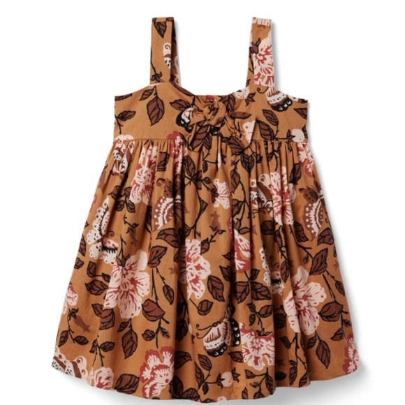 Janie & Jack Butterfly Floral Sweetheart Dress Size 12 Fall Babydoll Dress - Picture 1 of 7